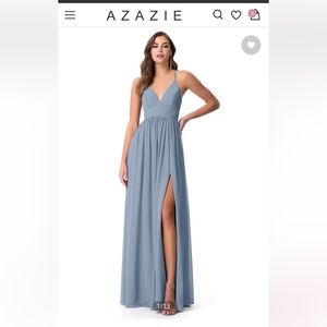 Azazie dusty blue Aadia dress